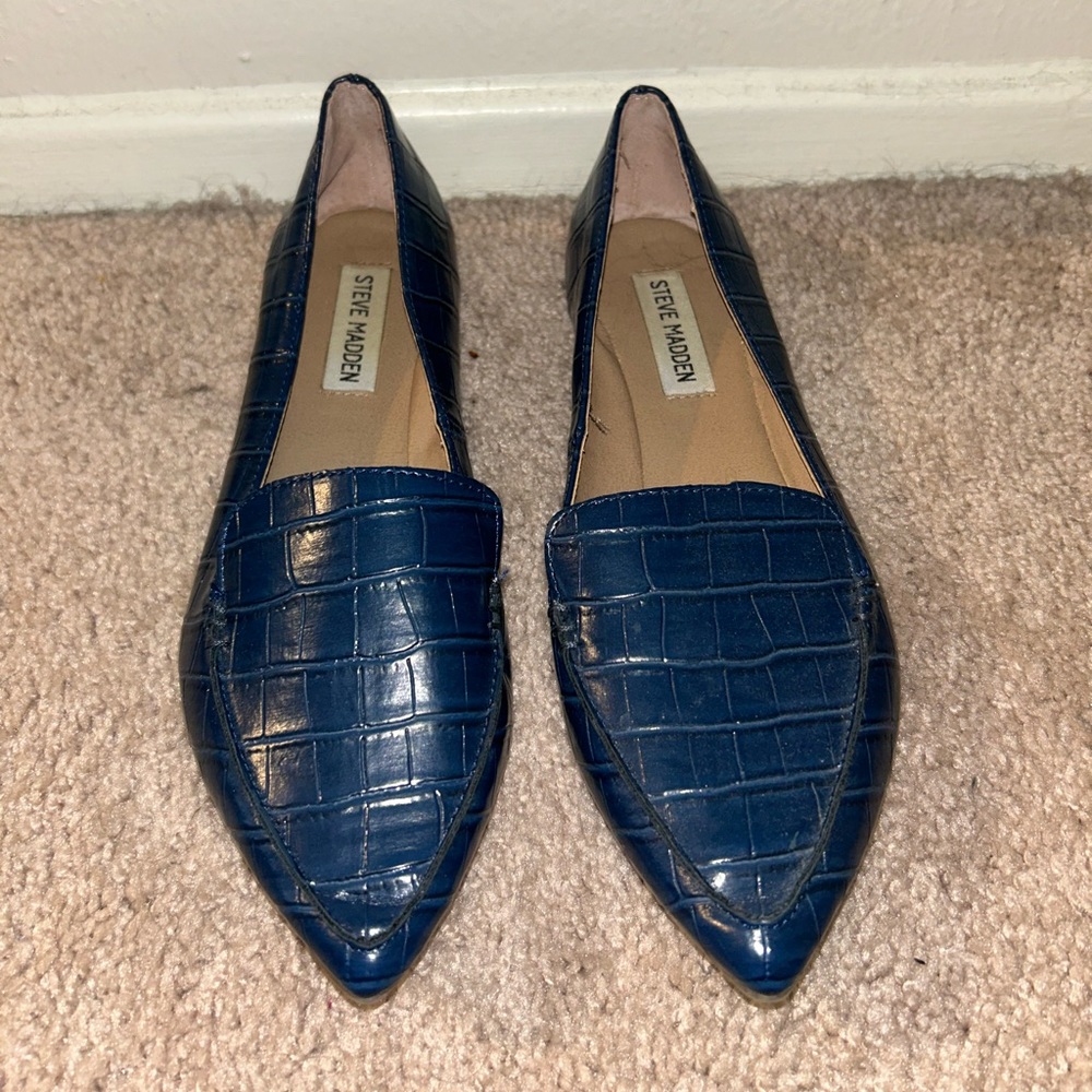 Steve Madden Navy Croc-Patterned Flats - image 1
